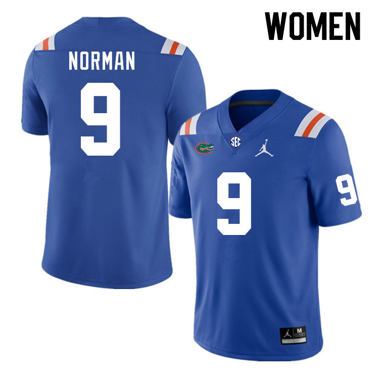 Women #9 Will Norman Florida Gators College Football Jerseys Stitched-Retro